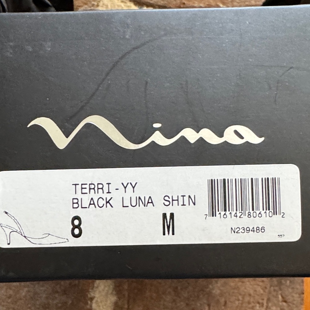 Nina size 8 Teri Black Slingback Women's heels - Picture 4 of 6